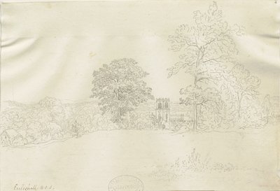 Eccleshall Village: rysunek długopisem, bd [1788-1855] (rysunek) autorstwa Henry Curzon Allport