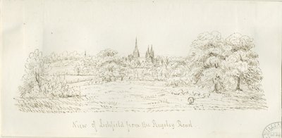 Lichfield - North View (odległe): rysunek piórkiem, nd [1788-1855] (rysunek) autorstwa Henry Curzon Allport