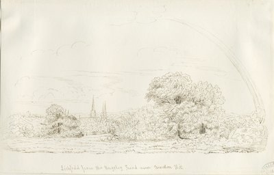 Lichfield - North View (odległe): rysunek piórkiem, nd [1788-1855] (rysunek) autorstwa Henry Curzon Allport