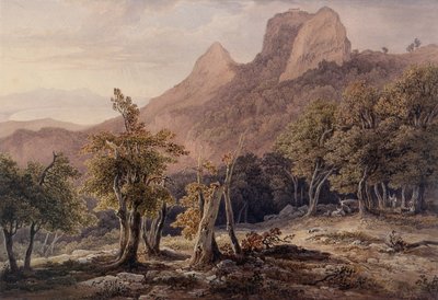 Skalisty krajobraz z postaciami i jeziorem w tle autorstwa Henry Curzon Allport