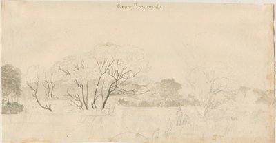 Tamworth - Widok odległy: rysunek ołówkiem, bd [1788-1855] (rysunek) autorstwa Henry Curzon Allport