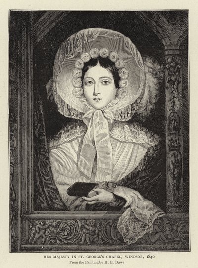 Jej Wysokość w Kaplicy Św. Jerzego, Windsor, 1846 r. autorstwa Henry Dawe