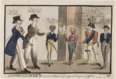 Rozczarowani Dandies: Lub daremna próba spojrzenia na jarmark czerkieski, 1819 (długopis, pędzel, atrament i toaleta na papierze) autorstwa Henry E. O. OConnor