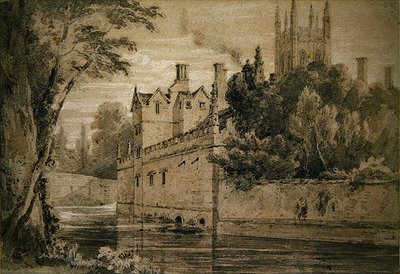 Magdalen College - Widok na Cherwell w kierunku mostu (ołówek i akwarela na papierze) autorstwa Henry Edridge
