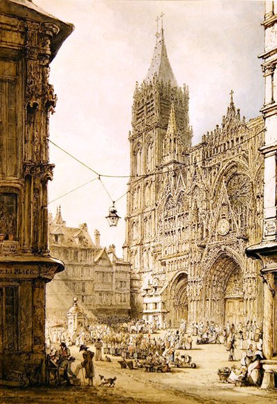 Katedra w Rouen, front zachodni autorstwa Henry Edridge