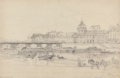 Mennica, Pont des Arts i Institut de France w Paryżu autorstwa Henry Edridge