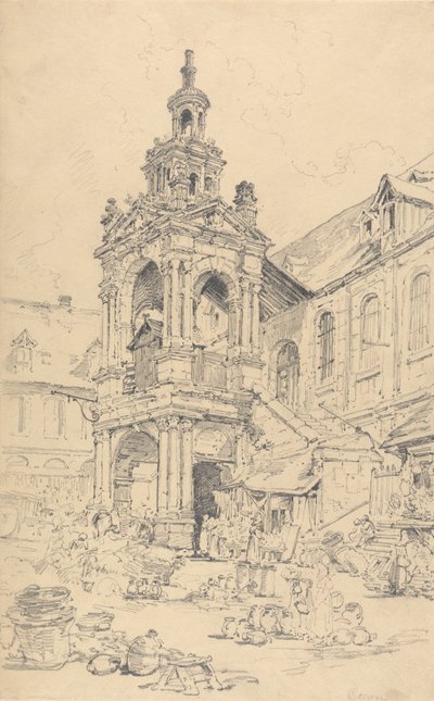 Ganek Halle z Haute Vielle Tour, Rouen autorstwa Henry Edridge