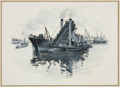 Pogłębiarka w dokach Salford autorstwa Henry Edward Tidmarsh
