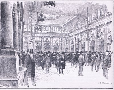 Wewnątrz Royal Exchange w Manchesterze, ilustracja z Cassells History of England, 1900 autorstwa Henry Edward Tidmarsh