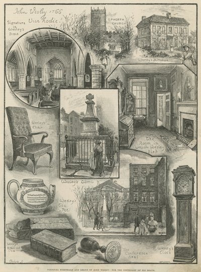 Pamiątki osobiste i relikwie Johna Wesleya: na stulecie jego śmierci (ryty) autorstwa Henry Edward Tidmarsh