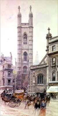 St Mary Aldermary, ulica Królowej Wiktorii autorstwa Henry Edward Tidmarsh