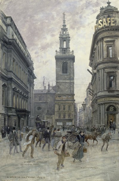 Walbrook i rezydencja św. Stefana, ok. 1895, autorstwa Henry Edward Tidmarsh