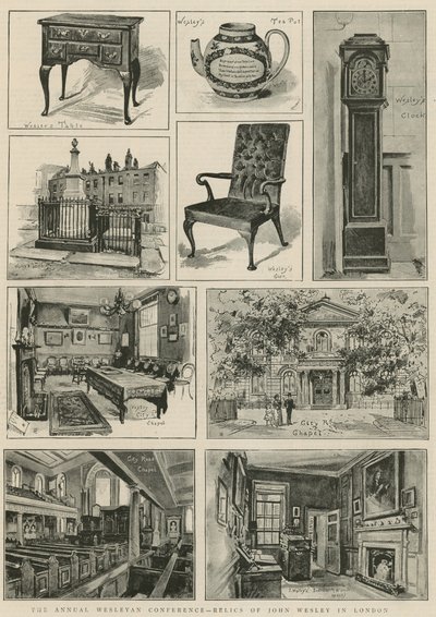 Doroczna konferencja Wesleyan - relikwie Johna Wesleya w Londynie (rycina) autorstwa Henry Edward Tidmarsh