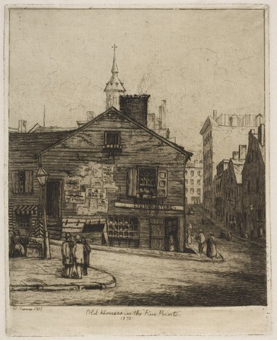 Stare domy w „Five Points”, 1870, z „Scenes of Old New York” autorstwa Henry Farrer