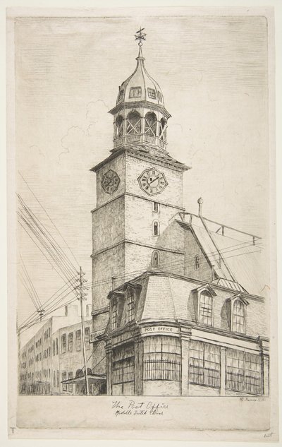 The Post Office, Middle Dutch Church ze scen Starego Nowego Jorku, 1870. autorstwa Henry Farrer