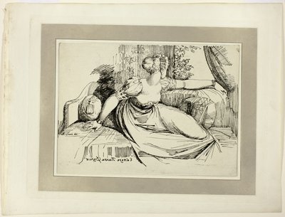 Kobieta siedząca przy oknie („Wieczór przynosisz wszystko”), z pierwszego numeru Specimens of Polyautography autorstwa Johann Heinrich Füssli