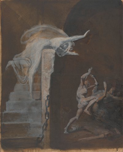 Ariadna obserwująca walkę Tezeusza z Minotaurem autorstwa Johann Heinrich Füssli