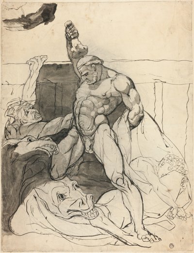 Herkules zabija klacze Diomedesa autorstwa Johann Heinrich Füssli