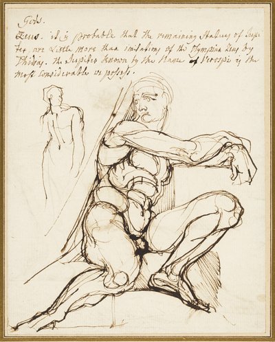 Studium Ignudo w Kaplicy Sykstyńskiej w Rzymie (recto); Parafraza Ignudo siedzącego w prawym górnym rogu proroka Jeremiasza w kaplicy w Rzymie (verso) autorstwa Johann Heinrich Füssli
