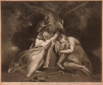 Śmierć Edypa, grawerowana przez Williama Warda autorstwa Johann Heinrich Füssli