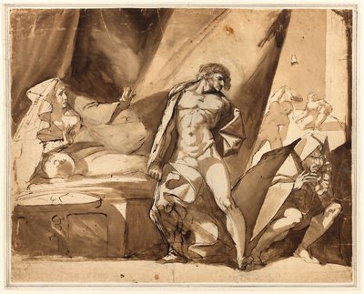 Odkrycie (recto), Dwa szkice stojących postaci męskich (verso) autorstwa Henry Fuseli