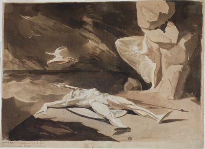 Tetyda opłakuje ciało Achillesa autorstwa Johann Heinrich Füssli