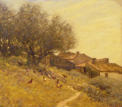 Wioska na zboczu wzgórza w Prowansji autorstwa Henry Herbert La Thangue