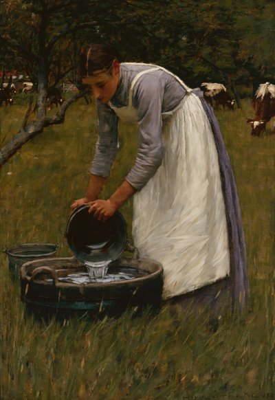 Podlewanie krów (olej na płótnie) autorstwa Henry Herbert La Thangue