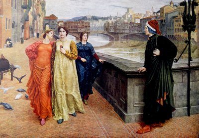 Dante Alighieri spotyka swoją muzę Beatrice Portinari w Firenze autorstwa Henry Holiday