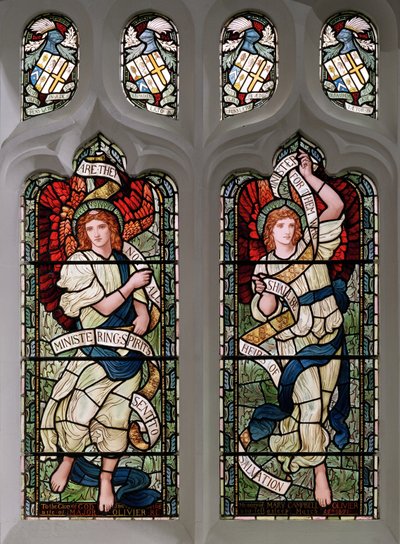 Grasmere, St Oswald, James Powell & Sons, Henry Holiday, Pasting Angels, 1893 autorstwa Henry Holiday