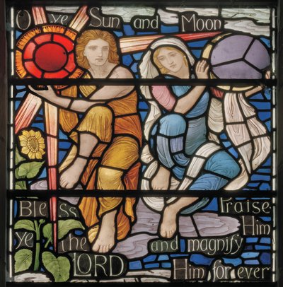 O Ye Sun & Moon, benedyktyński detal okna, ok. 1895 (witraż) autorstwa Henry Holiday