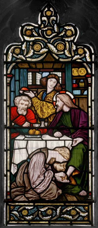 Mycie nóg, 1866 (witraż) autorstwa Henry Holiday