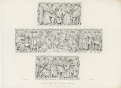 Rzeźby na podium pomnika Alberta autorstwa Henry Hugh Armstead