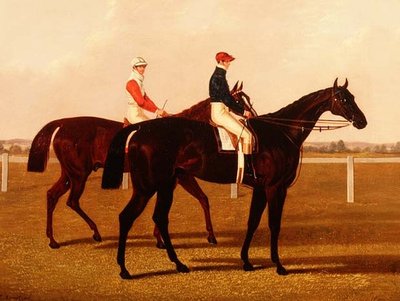 Konie wyścigowe „Charles XII” i „Euclid” z dżokejami Up autorstwa Henry Hugh Armstead