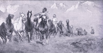 Indyjscy kulisy wsiadający do boscha Stellensa z After Pretoria: The Guerilla War wydanego przez Harmsworth Bros Limited, 1901 autorstwa Henry Inglis Jodrel Sheldon Williams