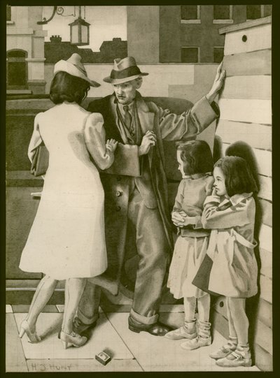 Sprzeczka, ok. 1935 (pranie na papierze) autorstwa Henry J. Hunt