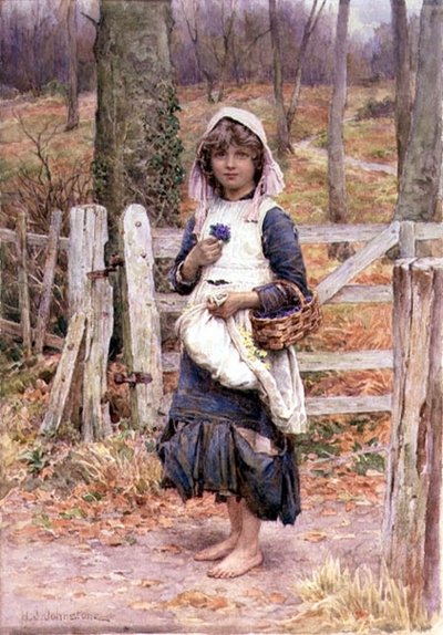 Dziewczyna trzyma kwiat autorstwa Henry James Johnstone