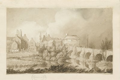 Burton-upon-Trent Bridge and Town: rysunek w sepii, bd [ok. 1840] autorstwa Henry James Noyes