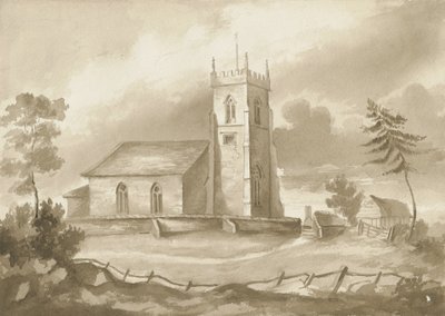 Kościół Codsalla: rysunek w sepii, nd [1844] autorstwa Henry James Noyes