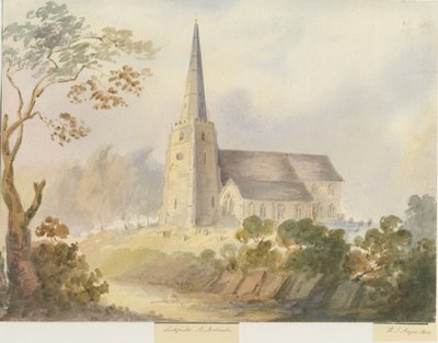 Lichfield - Kościół św. Michała: malarstwo akwarela autorstwa Henry James Noyes