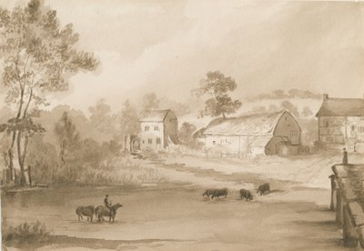 Trysull Mill: rysunek w sepii autorstwa Henry James Noyes