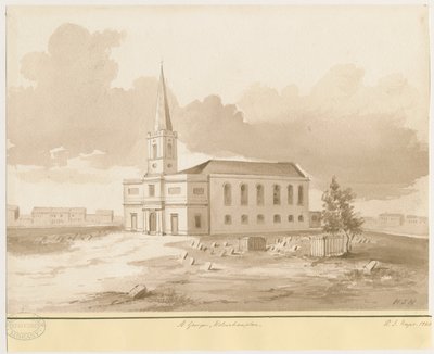 Wolverhampton - Kościół św. Jerzego: rysunek w kolorze sepii, 1844 autorstwa Henry James Noyes