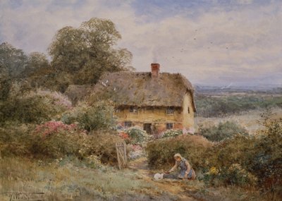 Malowniczy domek, Warwickshire (ołówek i akwarela) autorstwa Henry John Sylvester Stannard