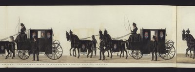 Część panoramicznego widoku całego konduktu pogrzebowego Artura, księcia Wellington (kolorowa akwatinta) autorstwa Henry Jr and Sala Alken