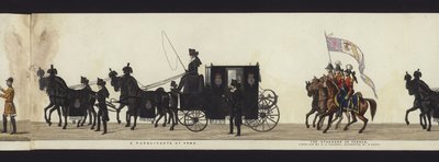 Część panoramicznego widoku całego konduktu pogrzebowego Artura, księcia Wellington (kolorowa akwatinta) autorstwa Henry Jr and Sala Alken