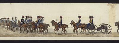 Część panoramicznego widoku całego konduktu pogrzebowego Artura, księcia Wellington (kolorowa akwatinta) autorstwa Henry Jr and Sala Alken