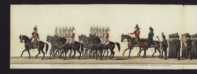 Część panoramicznego widoku całego konduktu pogrzebowego Artura, księcia Wellington (kolorowa akwatinta) autorstwa Henry Jr and Sala Alken