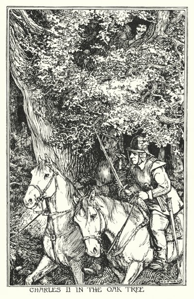 Karol II w dębie (lito) autorstwa Henry Justice Ford