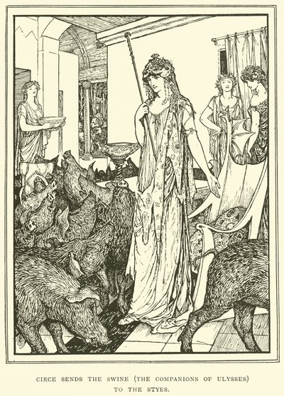 Circe wysyła Świnie (Towarzysze Ulissesa) do Styes autorstwa Henry Justice Ford