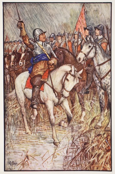 Cromwell i jego Ironsides, ilustracja z „Historii Anglii” autorstwa C.R.L. Fletcher i Rudyard Kipling, 1911 autorstwa Henry Justice Ford